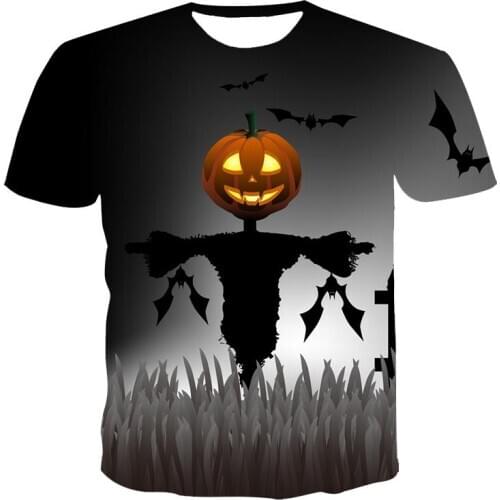 New T-shirt male high-quality male T-shirt Halloween funny short-sleeved 3D printing male T-shirt stylish and handsome