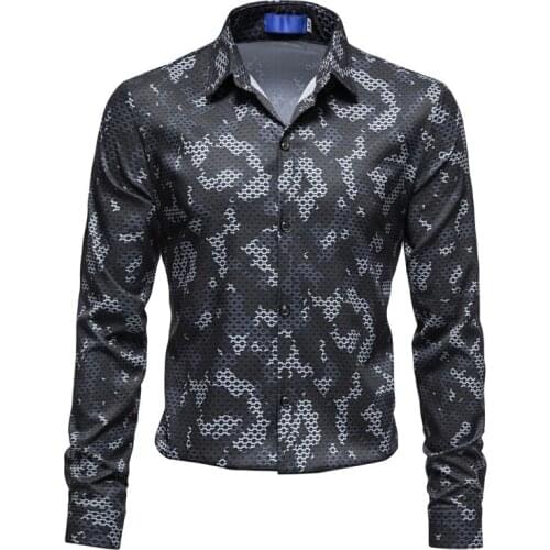 New Mens Camouflage Long Sleeve Shirt Slim Long Sleeve Shirt Casual Outdoor Shirt European Size