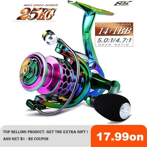 New TOP10 All-Metal 25KG Max Drag Power Colorful Fishing Reel Super Smooth Spinning Reel Freshwater And Seawater Dual Use Reel