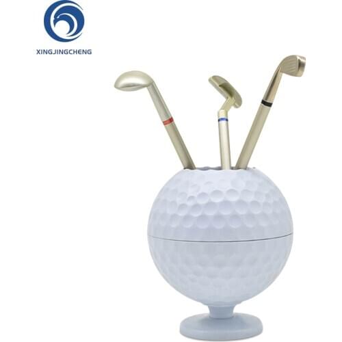 Novelty Mini Golf Ball Pen Pencil Holder Desktop Accessories Decoration Golf Gift For Dedicated Golfer With 3 Color Pens