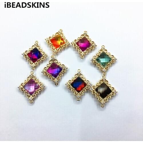 New arrival! 27x23mm 30pcs Crystal rhinestone Rhombus shape charm/Connectors for Necklace,Earrings parts,hand Made Jewelry DIY