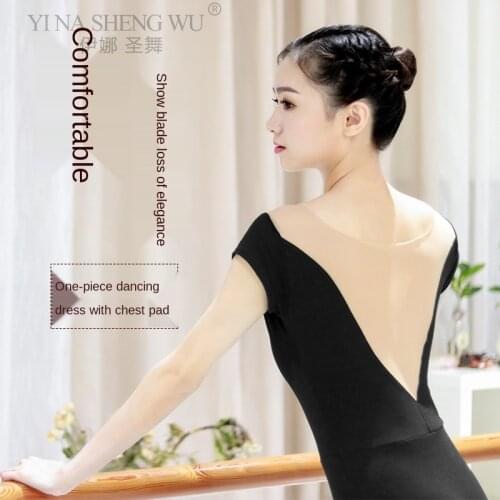 New Style Ballet Leotards For Girls Women Sexy Neckline Cotton Soft Mesh Black White Gymnastics Leotard Ballet Dancing Costumes