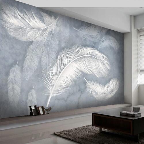 Modern Fashion Feather Wallpaper 3D Hand-Painted Photo Wall Mural Living Room Bedroom Luxury Creative Art Wallpapers Papel Mural