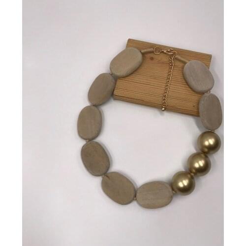 Kara&Kale Boho Fashion Jewelry Gothic Collar Necklace Wax Cord Resin&Flat Wood Beads Earthy Collares Necklace Women Accessories