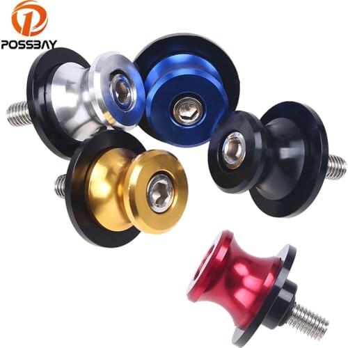 POSSBAY 6mm Aluminum Universal Motorcycle Stands Screws Swingarm Spools Sliders Moto For Yamaha YZF R1 R6 Honda CBR Suzuki GSXR