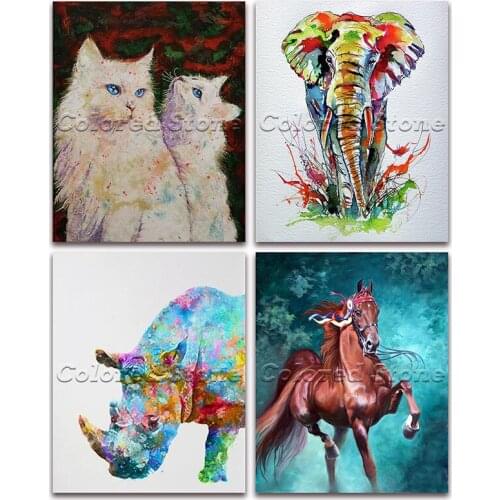 5D Full Square Diamond painting embroidery Cross stitch Animals Cat elephant rhino horse 3D DIY Round Drill Drawing mosaic 286