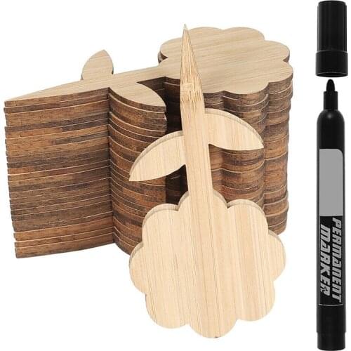 New Durable 30pcs Wooden Herb Plant Pot Blackboard Garden Seed Flower Labels + Pen Set For Garden And Home Decoration