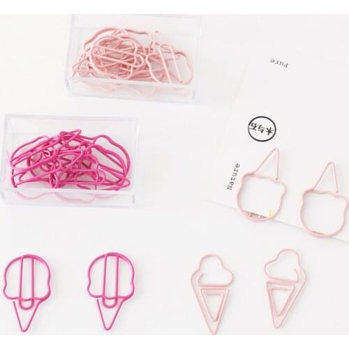 Ice Cream Modeling Paper Clip Pink Heart Decoration Bookmark Colorful Lovely Stationery Paper Clip Paperclips Office Supplies