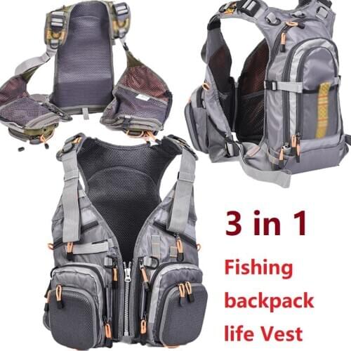 Life High Buoyancy Vest Outdoor Fishing Sport Floating Rowing Boat Multifunction Jacket Vest Multipurpose Fishing Vest Backpack