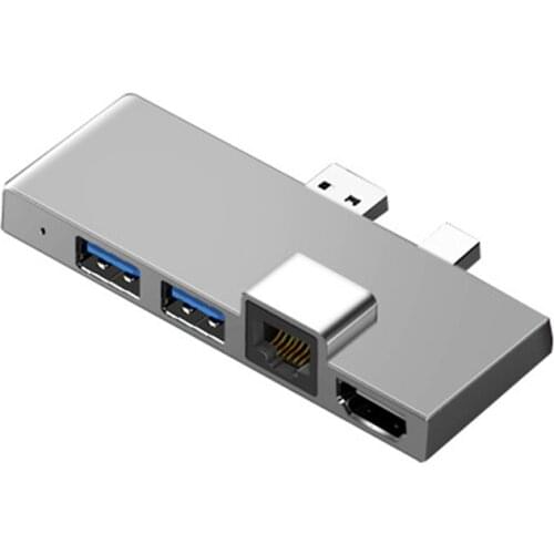 USB-C Hub for Surface Pro 3/4/5 6 Type-C to 4K HDMI-Compatible/ Gigabit Ethernet /USB3.1/SD TF Hub Splitter