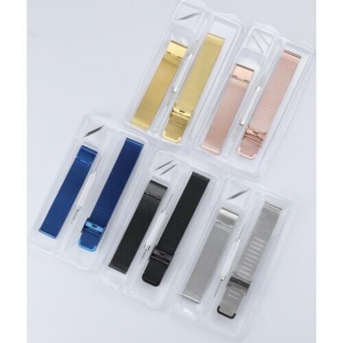 High Quality Watch Band 8mm 10mm 12mm 14mm 16mm 18mm 20mm 22mm 24mm Stainless Steel Men Women Mesh Wristband Replacement Strap