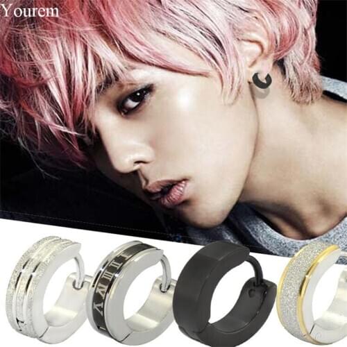 YOUREM one pair choices stainless steel titanium small hoop earrings for women men unisex cool hip hop earring jewelry wj265-275