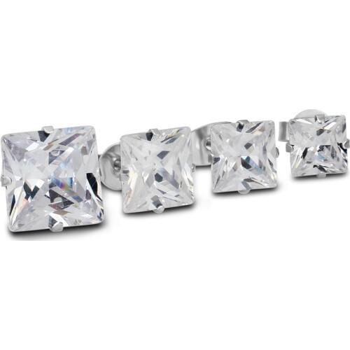 Wholesale price four size 316 Stainless Steel Cubic Zirconia Crystal Stud Earrings for women