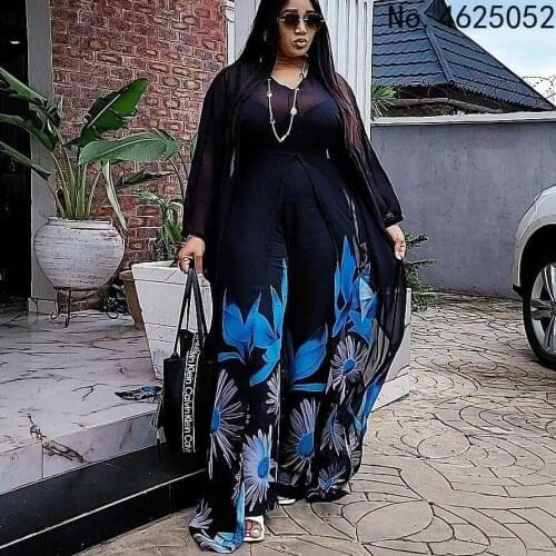 2 Two Piece Set Clothes African Dresses for Women Vetement Femme 2021 Dashiki Long Maxi Dress Pants Set Plus Size Women Clothing