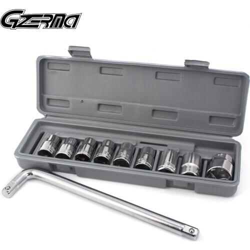 10 Pcs/set 8mm-24mm Hex Socket Set 1/2'' CRV Wrench Spanner Screwdriver Set Repair Tool Sets for Bicycle Motorcycle Car Repair