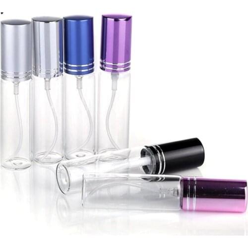 200pcs MINI 5ML/10ml metal Empty Glass Perfume Refillable Bottle Spray Perfume Atomizers Bottles Free Shipping 10 colors#36106