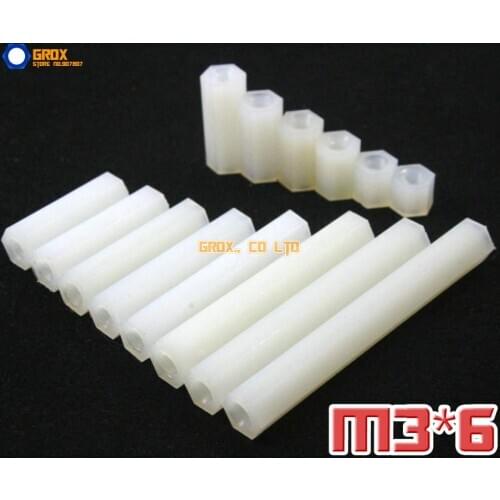 200 Pieces Nylon M3 x 6mm Female PCB Motherboard Standoff Spacer