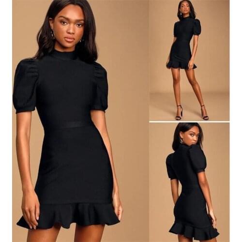 2021 New Women black blue round neck long sleeve two piece set Vestidos Celebrity evening party bandage dress wholesale