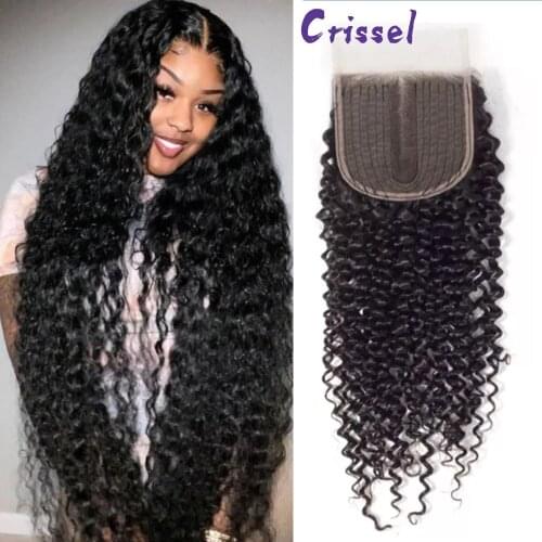 4X1 T Lace Closure 100% Human Hair Closure Brazilian Hair Kinky curly Natural Color Remy Hair Swiss Transparent Lace