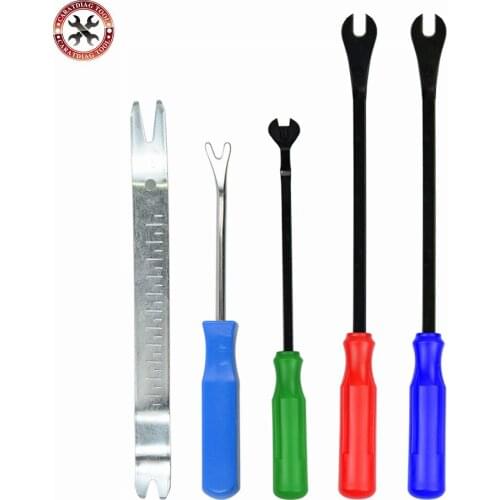 5pcs/set Car Door Upholstery Remover Car Buckle Starter Fastener Pry Removing Tool Disassemble Trim Clip Plier Removal Tools