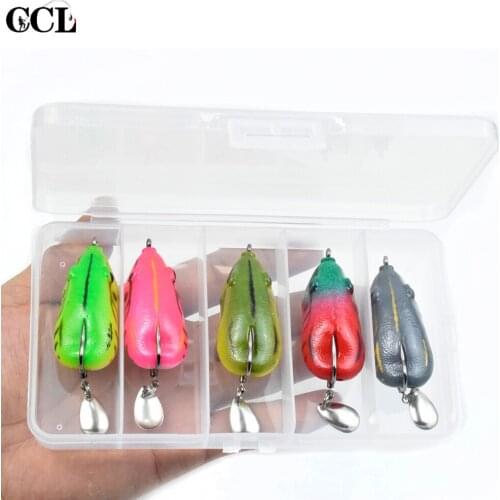 CCLTBA 5pcs/box 5.5cm 12.5g Single Hook Frog Soft Bait Fishing Lures Floating Snakehead Bass Fishing Tackle Soft Bait