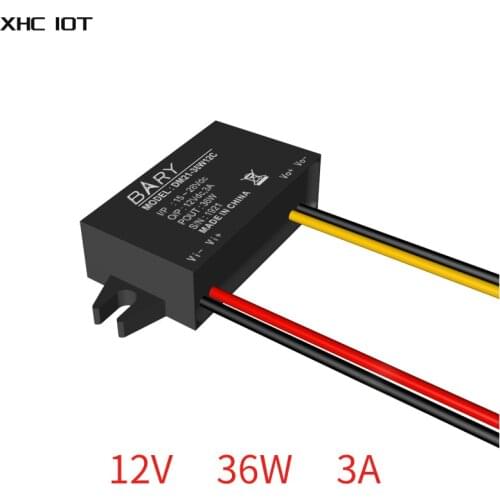 DC-DC Buck Power Supply Car Step Down Converter Auto Waterproof Vehicle Volt Converter 15~28V 24V To 12V 3A Power Supply Module