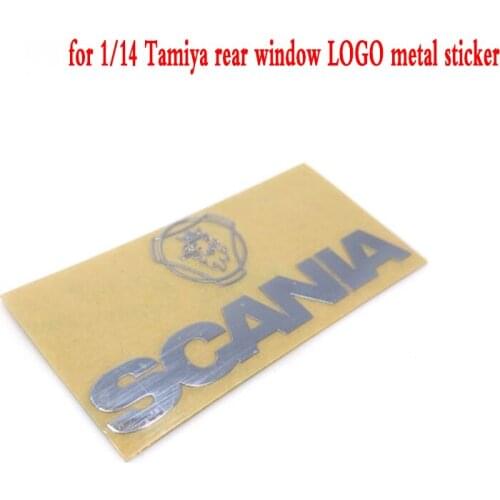 LOGO Decorative Metal Sticker on Rear Window for 1/14 Tamiya RC Truck Car SCANIA R730 R470 R620 Diy Parts