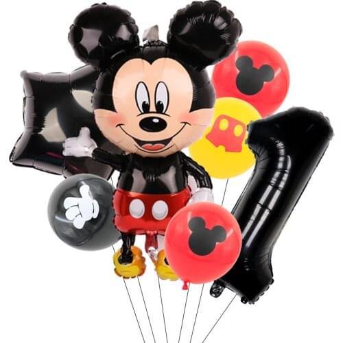 1set Mickey Minnie Mouse Number Disney Theme Foil Balloons Baby Shower Birthday Party Decorations Helium Globos Kids Favors Toys