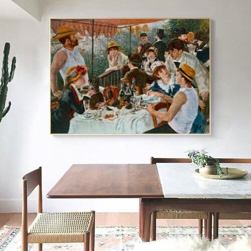 Painting on Canvas Prints and Poster Wall Art Picture for Living Room Home DecorPierre Auguste Renoir The Boaters Lunch Famous