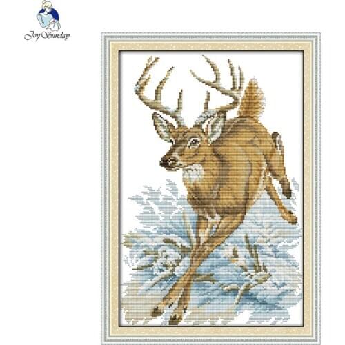 Running Deer Paintings Aida Canvas Cross-stitch 11CT 14CT DIY Handwork Beginner Embroidery Sets Needlework Home Decor Wholesale