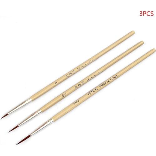 3pcs/set 0 00 000 Hook Line Pen Professional Fine Tip Drawing Brushes for Acrylic Watercolor Oil Painting