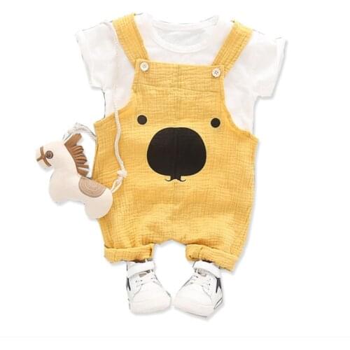 New Summer Baby Clothes Suit Children Boys Girl Cartoon T Shirt Overalls 2Pcs/set Toddler Cotton Casual Clothing Kids Tracksuits