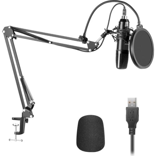 Neewer Microphone 192KHz/24Bit Plug&Play Cardioid Condenser Mic, Arm Stand, Pop Filter for Tiktok/YouTube Video/Broadcasting
