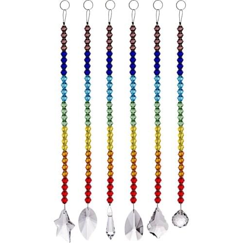 Colorful Pendant Window hanging leaves star Chandelier Crystal Ball Prisms Rainbow Beads Chakra Suncatcher Wedding Home Decor