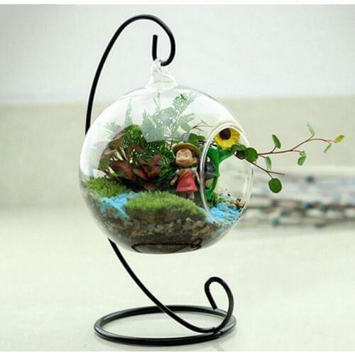 Hot Sale 2 Sizes White Black Metal Stand Air Plant Terrarium Planter Hanging Display Rack New Arrival