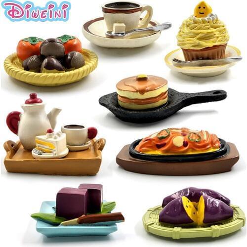 Simulation Coffee Cake Figures Food Dessert Miniature Figurine Pretend play Kitchen Toy Doll House DIY Accessories Baby Gift