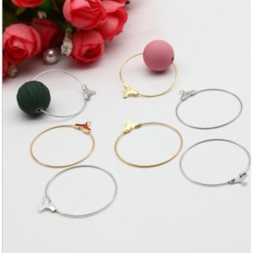 Fashion 50pcs 30/40mm Big Hollow Circle With Hanging Hoop Earring Fit Woman Beading Hoop Diy Earrings Jewelry Making Accessories