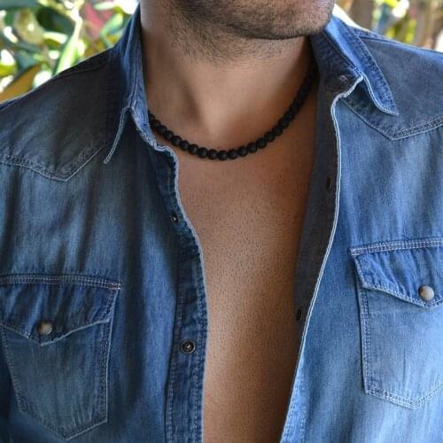 Necklace men, necklace for men, men choker, beaded necklace, black beads necklace, simple necklace, minimalist necklace
