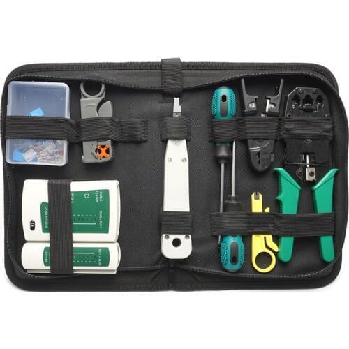 14 pcs/set RJ45 RJ11 RJ12 CAT5 CAT5e Portable LAN Network Repair Tool Kit Utp Cable Tester AND Plier Crimp Crimper Plug Clamp PC