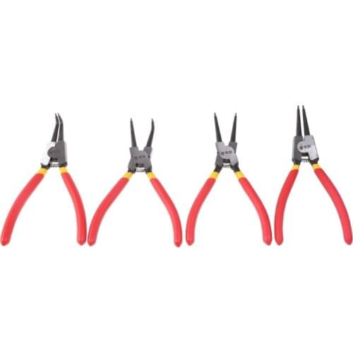 4 Pcs 7in Circlip Pliers Set Retaining Clip Internal External Spring Bent Straight Snap Ring Disassembly Home Crimp Tool