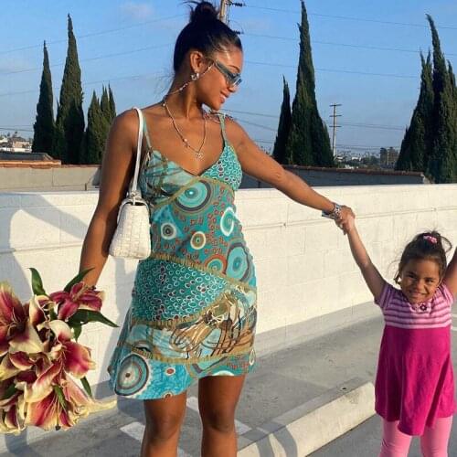 2021 summer European and American new womens wear net red blogger street fashion brand personalized printing suspender dress