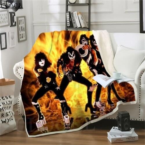 Fashion Blanket Rock Band KISS Printed Blankets for Beds Adult Quilt Bedding Cover Sofa Travel Office Character Throw Blanket