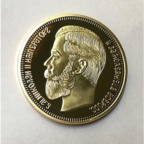 10 Pcs The Brand new 1901 Nicholas II of Russia coins commemorative 24Kreal gold plated 40 mm souvenir coin