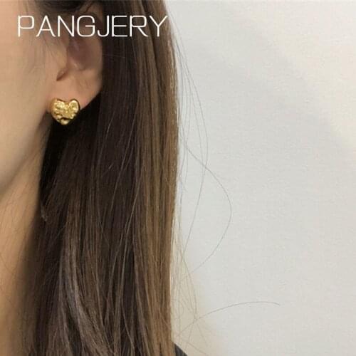 PANGJERY Prevent Allergy 925 Sterling Silver Heart Earrings for Women Irregular Creativity Fashion Simple Birthday Jewelry Gifts