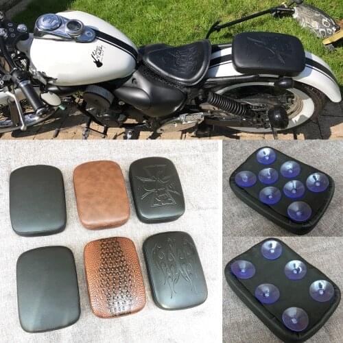 Motorcycle Pillion Pad Suction Cup Solo Rear Seat Passenger Saddle Seat For Harley Moto flame Cruiser Chopper Custom Cushion