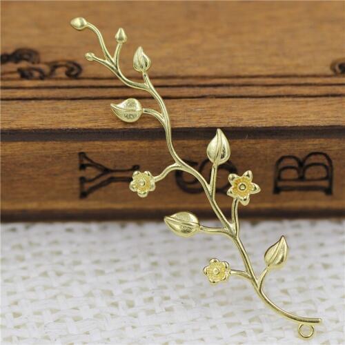 Flower Leaf Tree Branch Pendant Charms Wraps DIY Bride Hair Jewelry Findings Crafts Brass Metal Die Casting