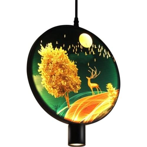 New Chinese style Golden Deer round pendant lights restaurant tea room engineering clothing shop decorated study hanging lamps