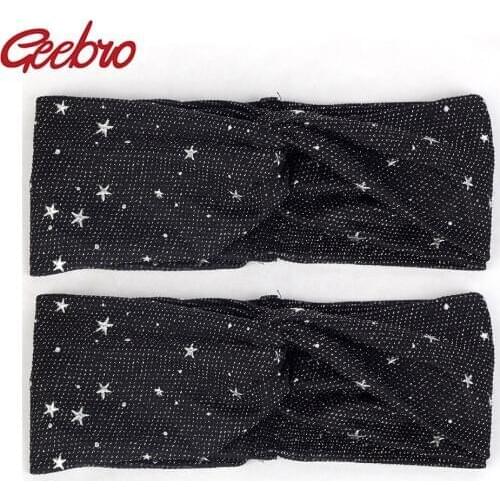 Geebro Fashion Wide Stretchy Star Headbands For Women Knotted Twist Turban Knitted Headband for Girls Wrap Hair Band Accessories
