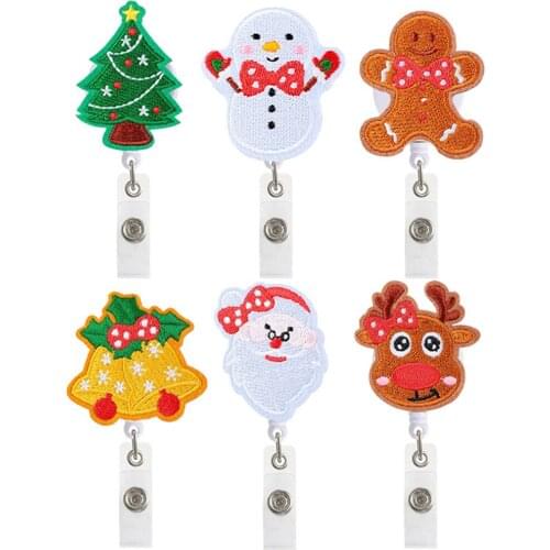 6 Style Christmas Retractable Nurse Badge Reel Clip Fashion Cute Cartoon Badge Holder Students Doctor ID Card Holder Wholesale