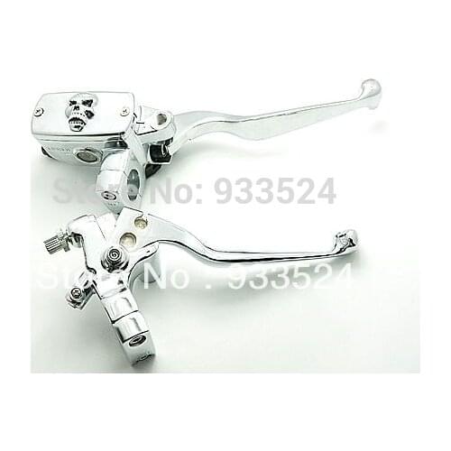 1" Handlebar 14 Bore Skull Brake Master Cylinder Clutch Lever For Harley Road King Honda Shadow Suzuki Yamaha V Star Kawasaki VN